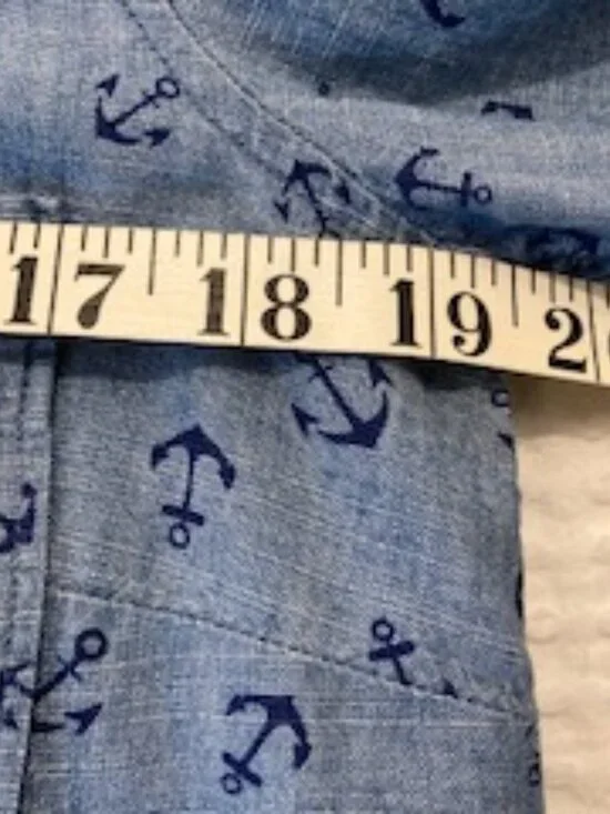 J.Crew Nautical Anchor Chambray Denim Popover Shirt - Blue - Size Small - Picture 9 of 9